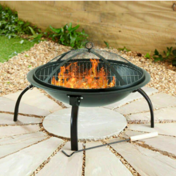Portable Round Charcoal BBQ Brazier Furnace Grill