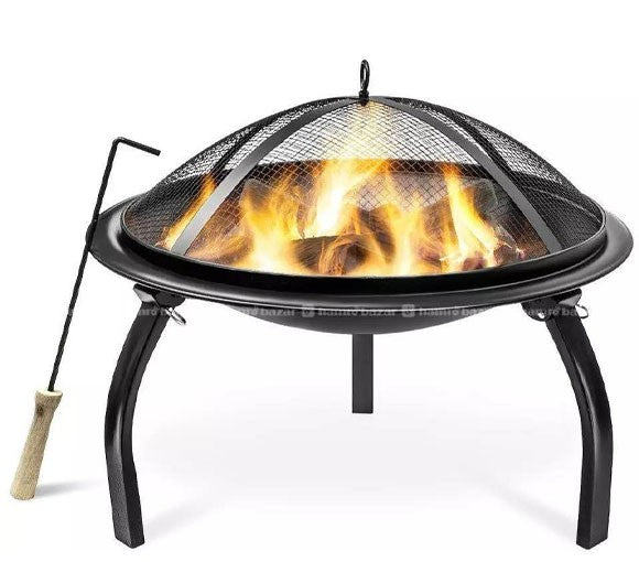 Portable Round Charcoal BBQ Brazier Furnace Grill