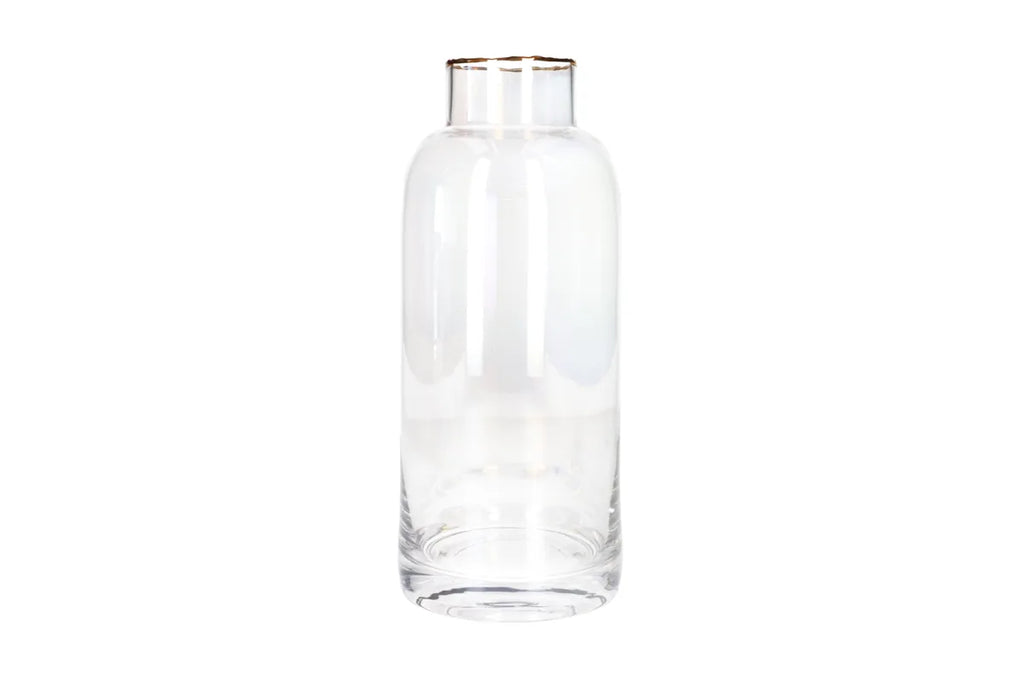 Rainbow Glass Vase with Gold Rim | Decorative Flower Vase