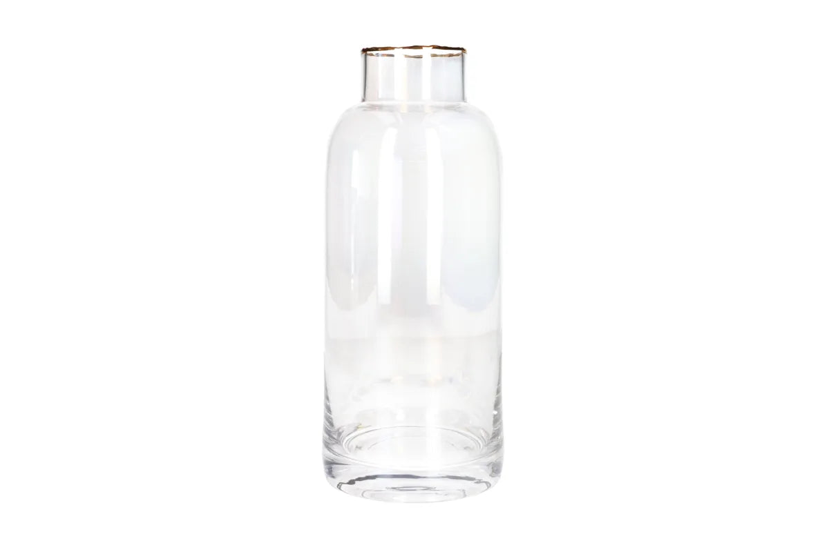 Rainbow Glass Vase with Gold Rim | Decorative Flower Vase