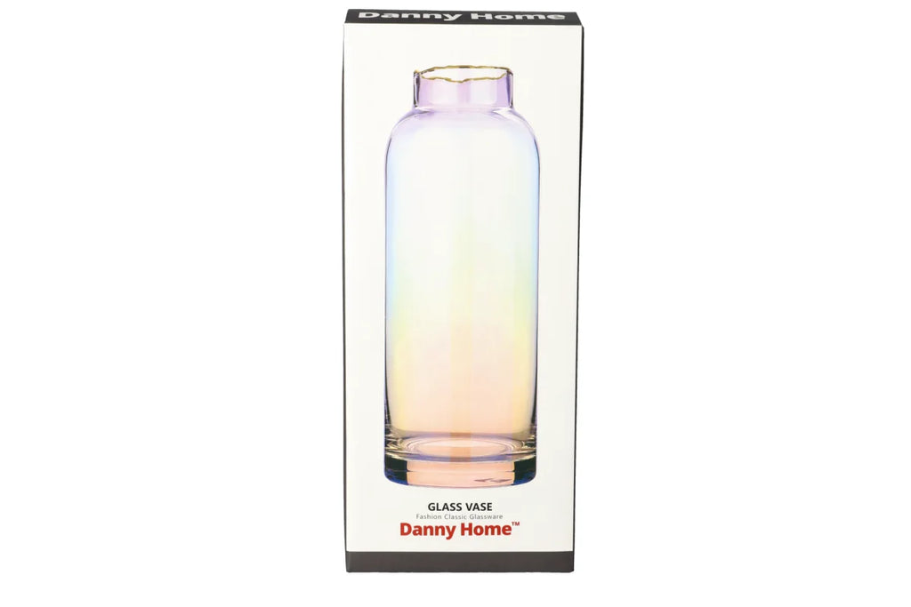 Rainbow Glass Vase with Gold Rim | Decorative Flower Vase