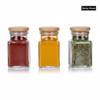 3-Piece Glass Spice Jar Set with Wooden Lids – 75ml Kitchen Storage