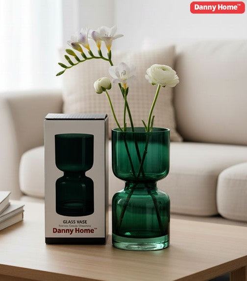 Eloquent Green Glass Vase 14cm | Elegant Decorative Vase