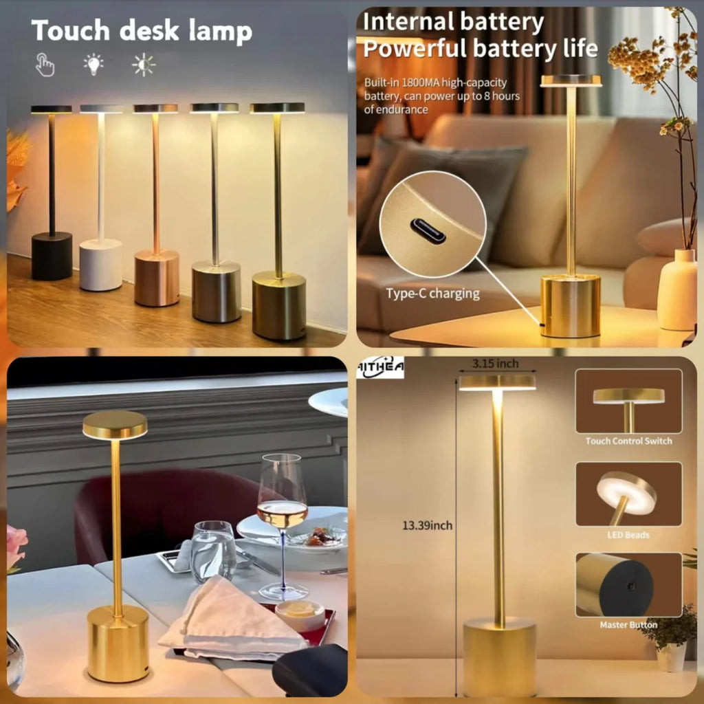 ZenGlow Touch Metal Lamp – Dimmable Modern Night Lamp
