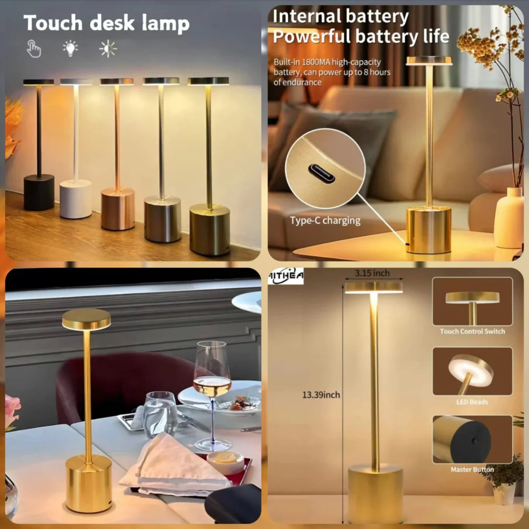 ZenGlow Touch Metal Lamp – Dimmable Modern Night Lamp