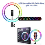 MJ26 RGB LED Ring Light 26cm with Tripod, Phone Holder & 360Â° Color Modes