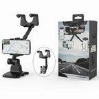 360Â° Rotatable & Retractable Rearview Mirror Phone Holder | Safe & Convenient Driving Mount