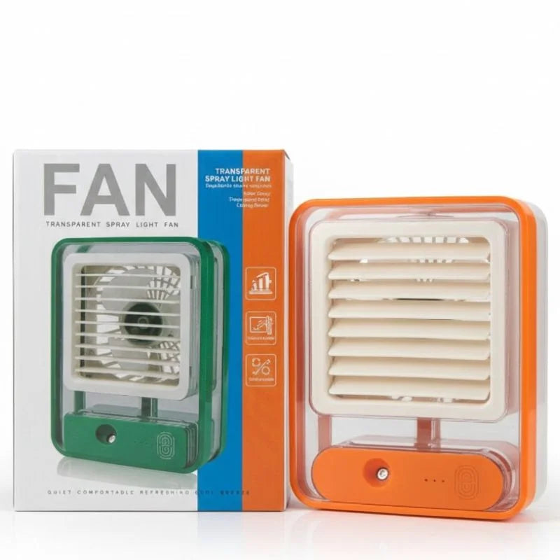 Portable USB Air Cooler Fan â€“ 3-Speed, Mist Spray, Rechargeable | Random Color