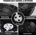 Portable Round Trolley BBQ Grill - Large- 46 cm