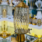 Handmade Turkish Glass Beverage Dispenser with Solid Brass Base & Lid – Luxury Series