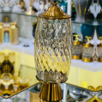 Handmade Turkish Glass Beverage Dispenser with Solid Brass Base & Lid – Luxury Series
