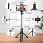 R1s Bluetooth Selfie Stick Tripod with Remote | 360Â° Foldable Phone & Action Camera Stand with LED Light
