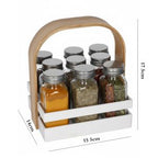 Danny Home 9-Piece Spice Jar Set with Rack Holder & Wooden Handle – Kitchen Organizer