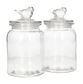 Storage Glass Jars 2-Pcs Set with Bird Design Lid – 980ml Clear Kitchen Storage Containers
