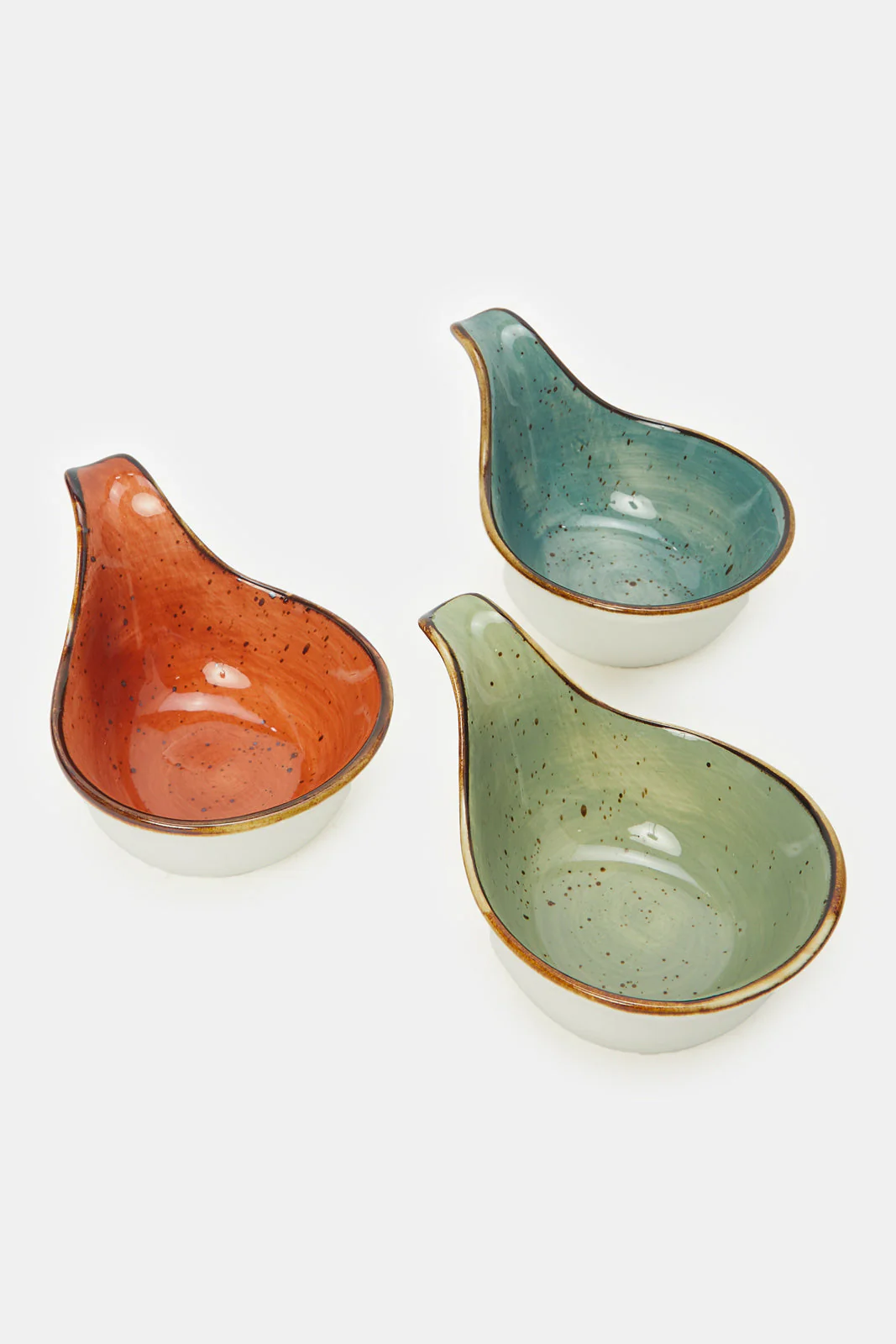 Ceramic Condiment Bowls with Acacia Wood Tray (Set of 3) - Serving Set