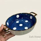 Danny Home Ceramic Blue & White Polka Dot Serving Dish