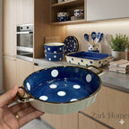 Danny Home Ceramic Blue & White Polka Dot Serving Dish