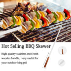 BBQ Stainless Steel Turkish Flat Kebab Skewers with Wooden Handle – Pack of 5 (45CM)
