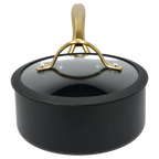 Non-Stick Saucepan with Glass Lid | Matte Black & Gold