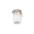 Clear Glass Spice Jar with Silver Clip Lid – Embossed Storage Jar