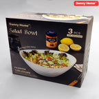 Ceramic Gold Line Salad Bowl Set (3 Pcs) 10" | Elegant Serving Bowls