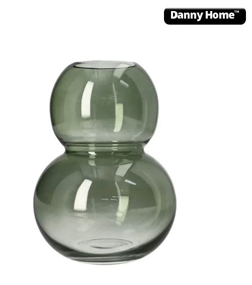 Green Bubble Glass Plant Vase 18cm - Decorative Flower Vase