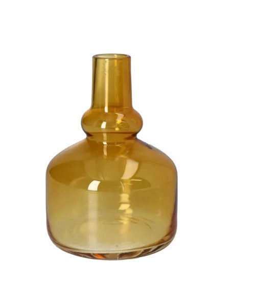 Yellow Bottle Shaped Glass Vase -  Decorative Flower Vase