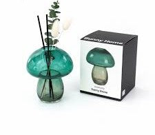 Mushroom Shaped Glass Vase Green & Ash - Decorative Flower Vase