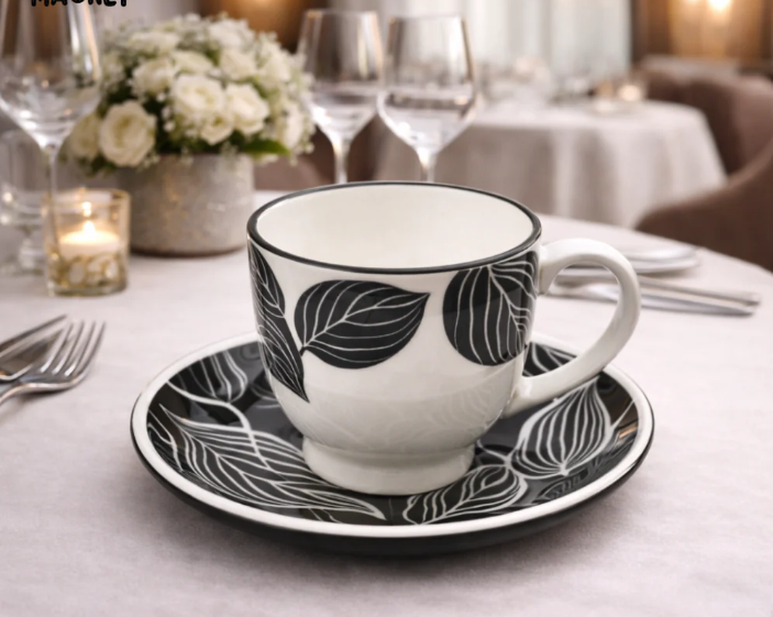 Danny Home Ceramic Tea Set – Black & White