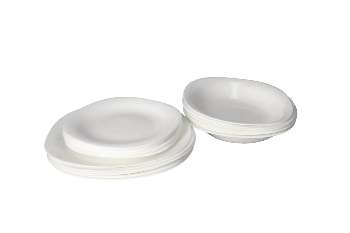 White Opal Glass Zeal Dinner Set 18 Pcs | Elegant Tableware