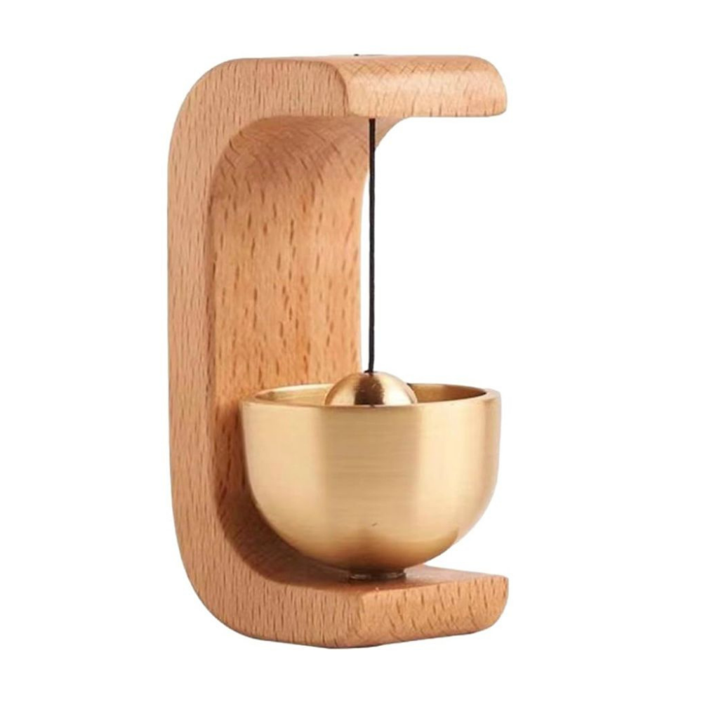 Elegant Wooden Doorbell Chime with Brass Bell | Japanese Style Wind Chime for Home, Shop & Office Decor
