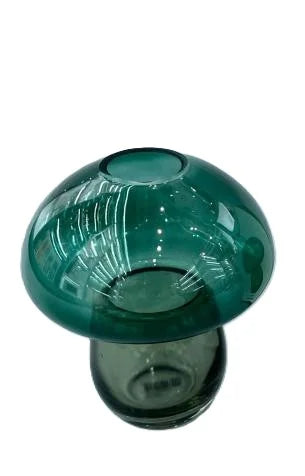 Mushroom Shaped Glass Vase Green & Ash - Decorative Flower Vase