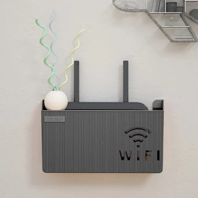 WiFi Router Storage Box & Wall Mount Shelf | Cable Organizer & Space-Saving Holder for Router, Modem & Set-Top Box