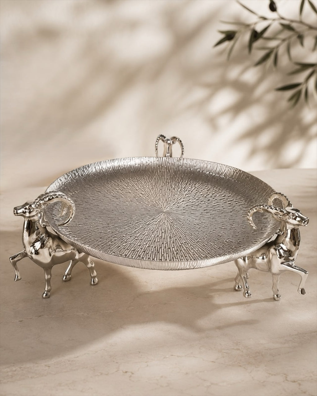Daastaan Deer Brass Serving Tray