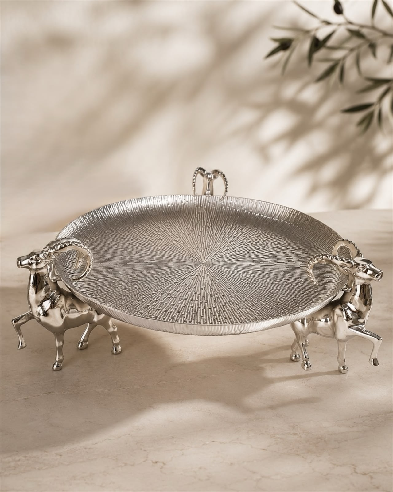 Daastaan Deer Brass Serving Tray