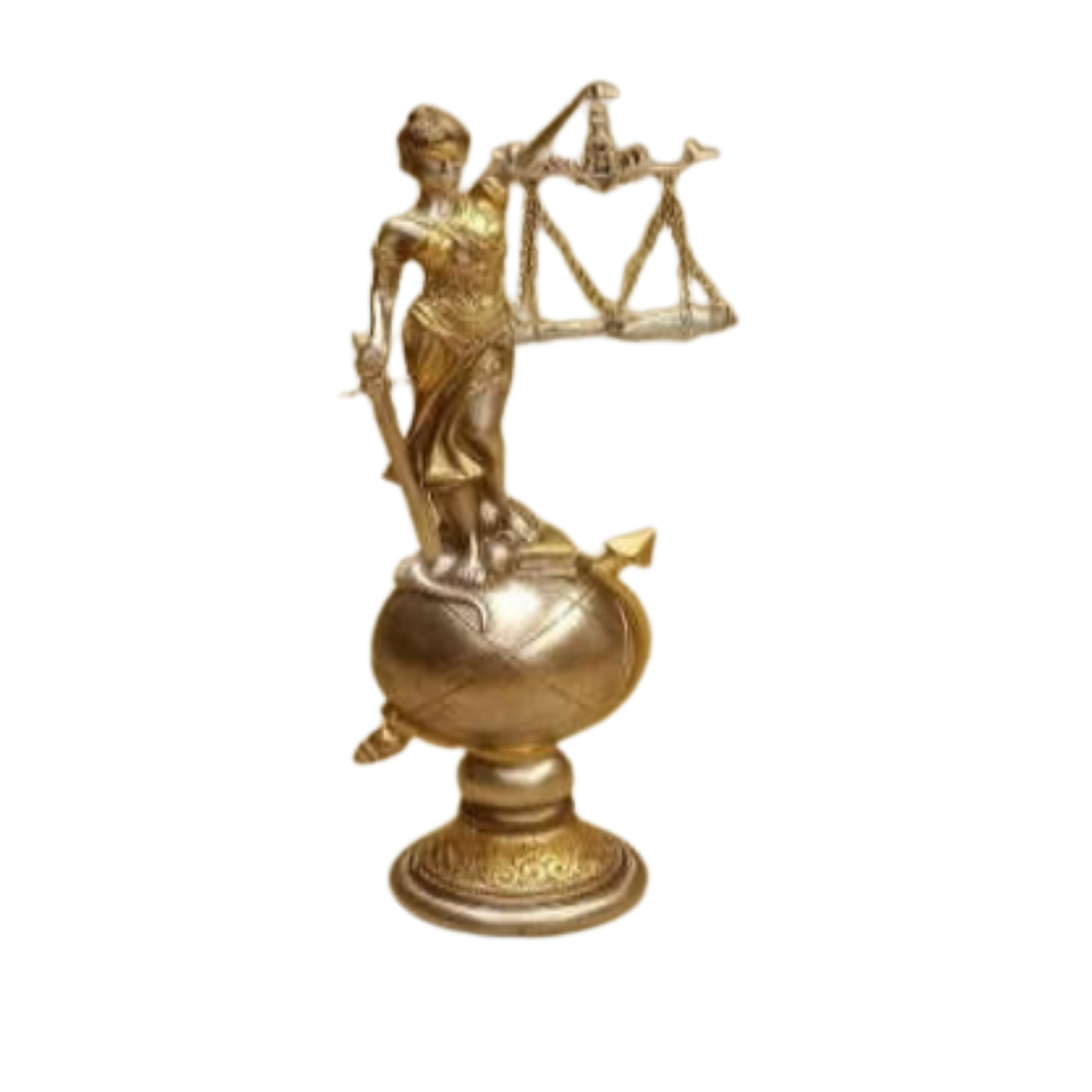 Lady Justice Statue with Scales of Justice | 37cm Gold Resin Themis Sculpture for Lawyers & Collectors