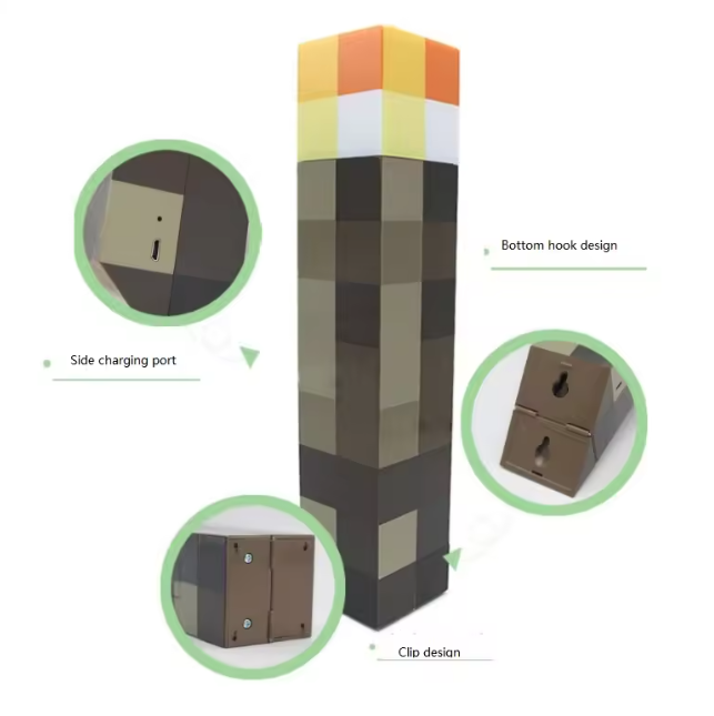 MineCraft Torch LED Lamp & Wall Light Up