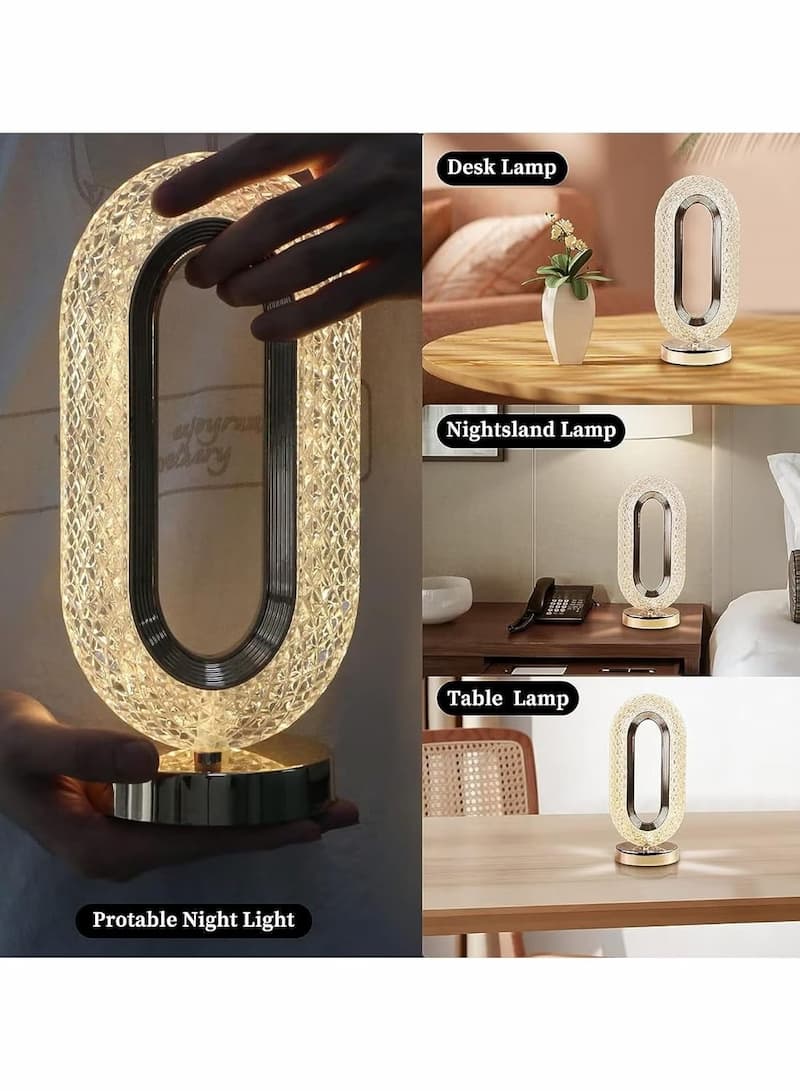 CrystalGlow Oval Table Lamp