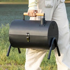Premium Cylindrical Portable BBQ Grill - Black
