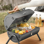 Premium Cylindrical Portable BBQ Grill - Black