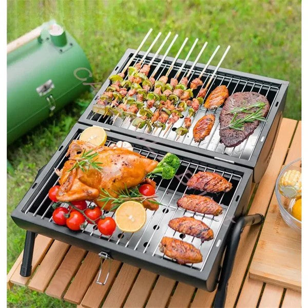 Premium Cylindrical Portable BBQ Grill - Black