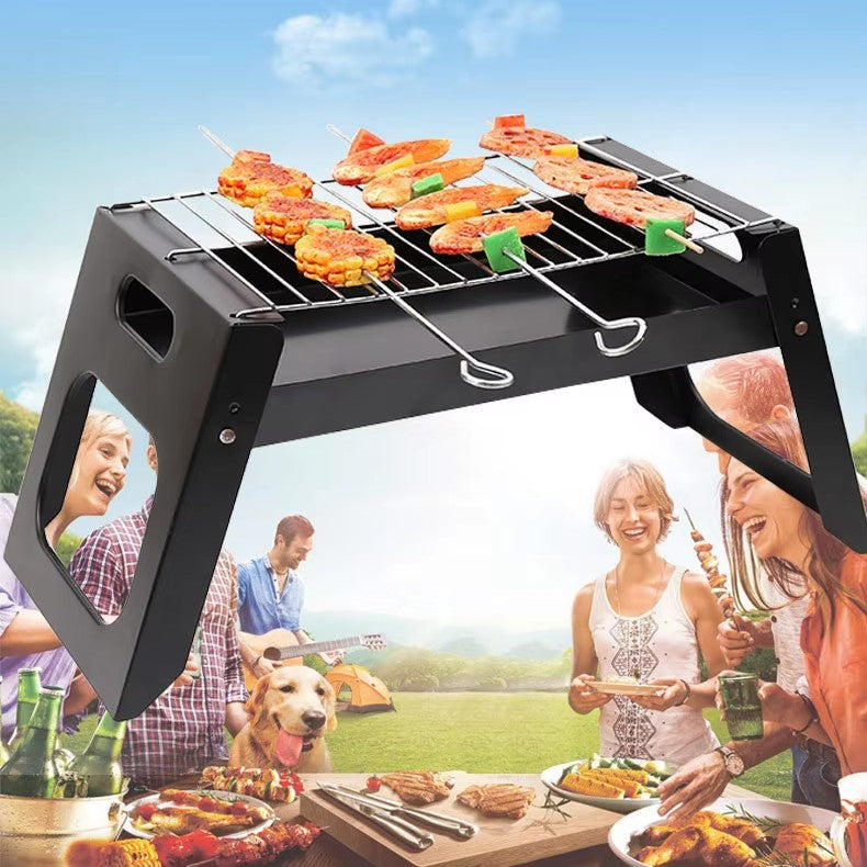 Portable and Foldable Charcoal BBQ Grill -Black