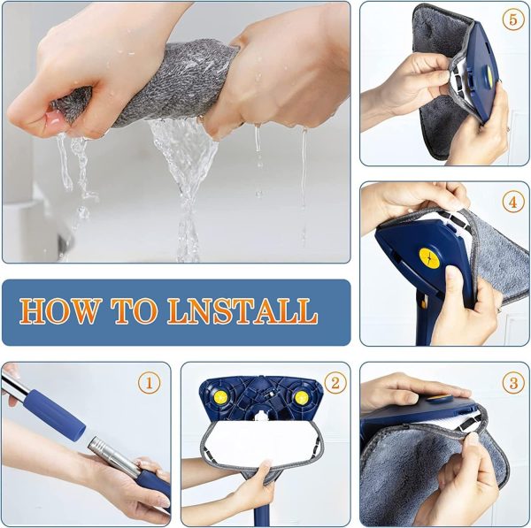360Â° Twist Rotatable Triangle Mop with Long Handle Auto Squeeze Design for Floor, Wall, and Ceiling Cleaning