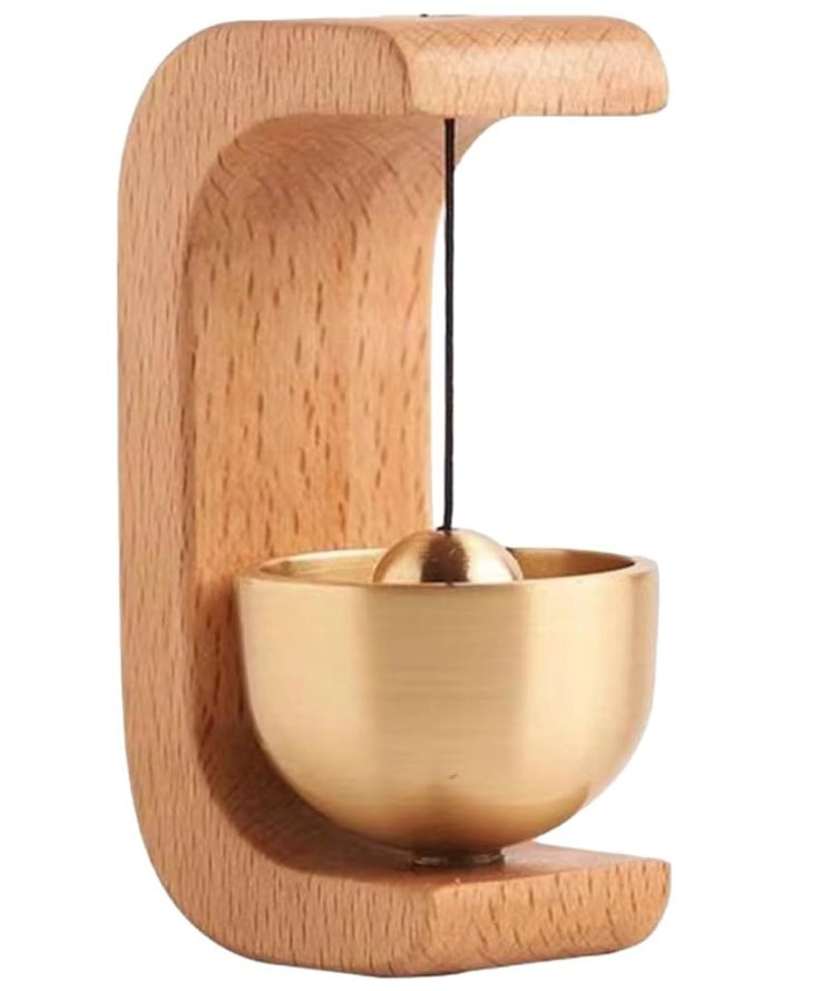 Elegant Wooden Doorbell Chime with Brass Bell | Japanese Style Wind Chime for Home, Shop & Office Decor