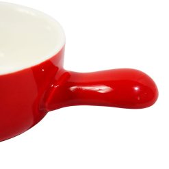 Danny Home Dessert Bowl with Handle | Red & White Condiment Bowl