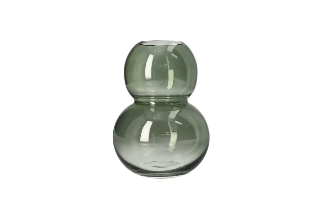 Green Bubble Glass Plant Vase 18cm - Decorative Flower Vase