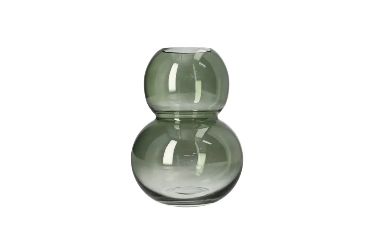 Green Bubble Glass Plant Vase 18cm - Decorative Flower Vase