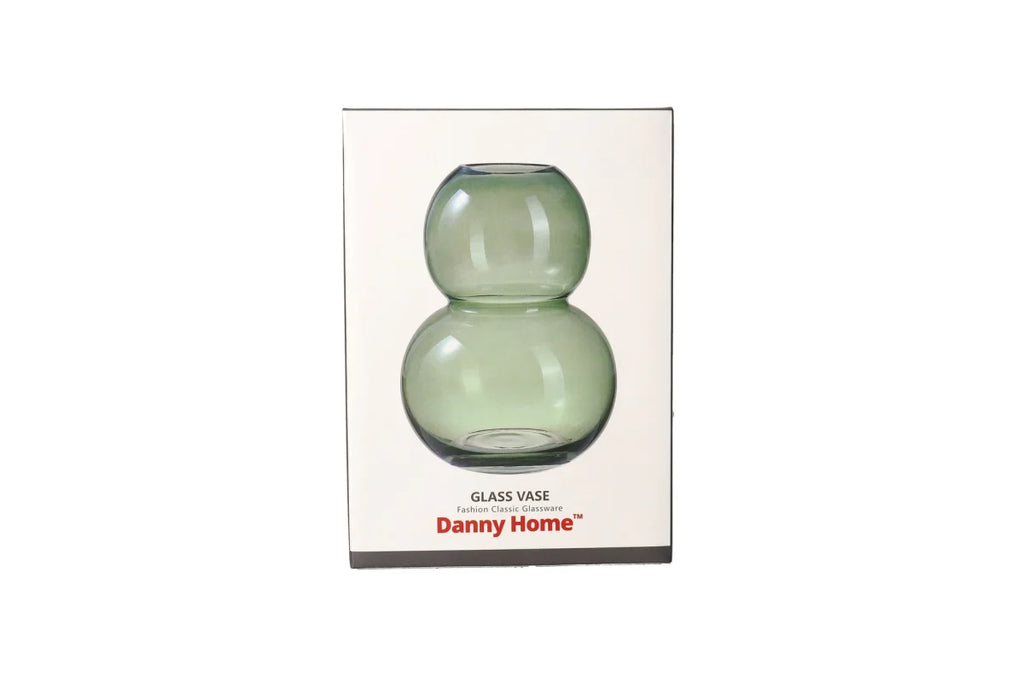 Green Bubble Glass Plant Vase 18cm - Decorative Flower Vase