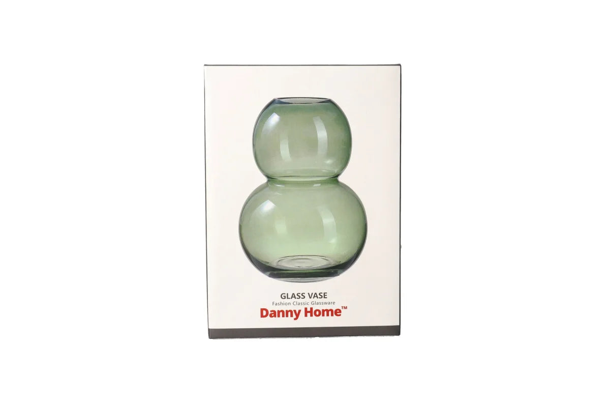 Green Bubble Glass Plant Vase 18cm - Decorative Flower Vase