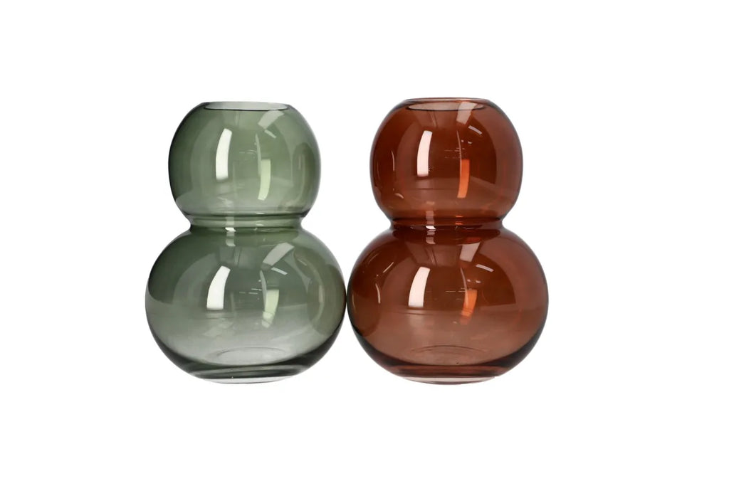 Green Bubble Glass Plant Vase 18cm - Decorative Flower Vase